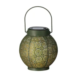Best LUMINEO Lanterne solaire ronde à poser ou suspendre verte et or - Ø 14 x H 16 cm