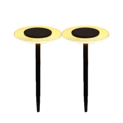 Discount LUMIJARDIN Lot de 2 balises solaires Batimex coloris noir en métal - Ø 16 x 35 cm