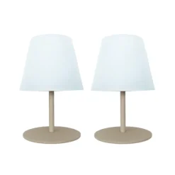 New LUMISKY Lot de 2 lampes coloris beige effet blanc chaud en métal Batimex - Ø 10 x 16 cm