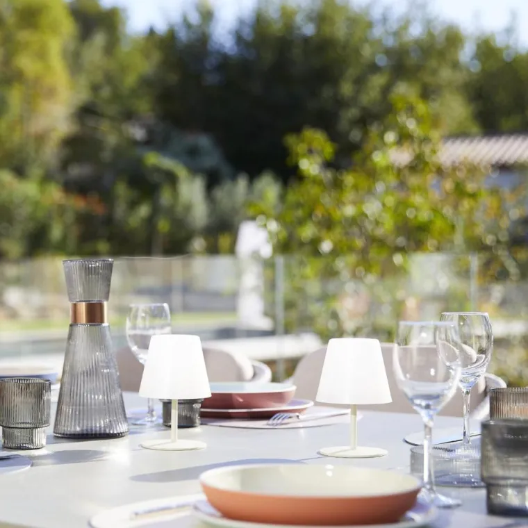 New LUMISKY Lot de 2 lampes coloris beige effet blanc chaud en métal Batimex - Ø 10 x 16 cm