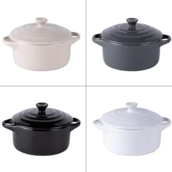 Online BASTIDE Lot de 4 mini cocottes Zen coloris multicolore en grès - 9,8 x 9,8 cm