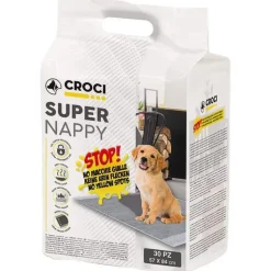 Outlet CROCI Lot de 30 tapis hygiéniques pour chien super nappy au charbon actif 30 pièces Crocy - 84 x 57 cm