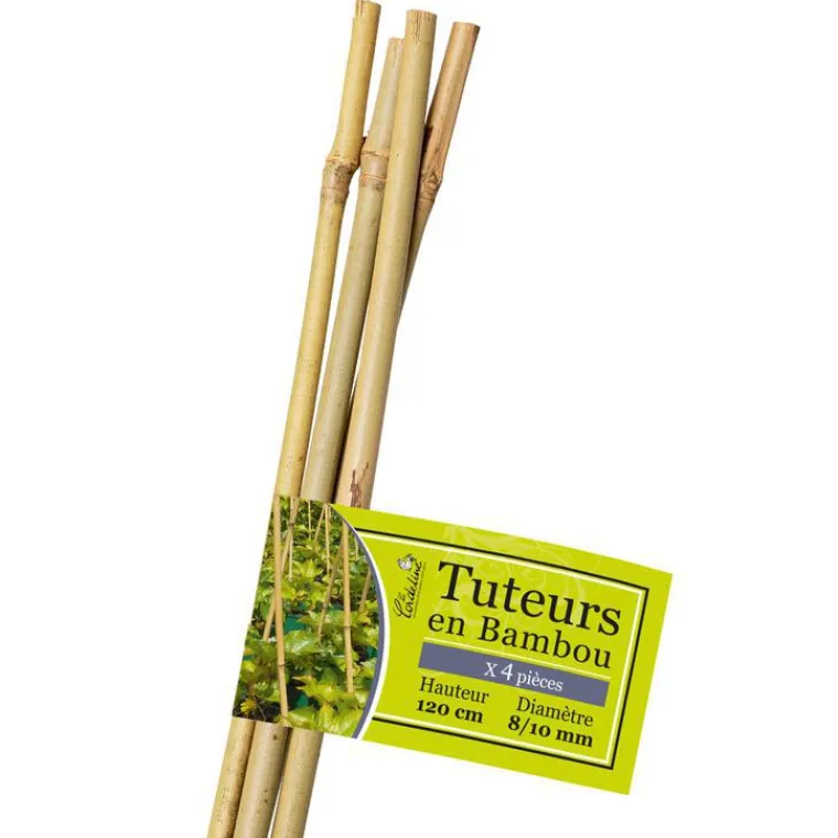 Sale TRADEX Lot de 4 tuteurs coloris bois en bambou - 120 cm