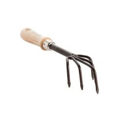 Hot BOTANIC® Lot d'outils à main pour le jardin coloris marron (transplantoir, serfouette, griffe) - 3 outils