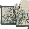Clearance WINKLER Lot gant et manique en coton motif végétal vert Majda - 18 x 28 cm