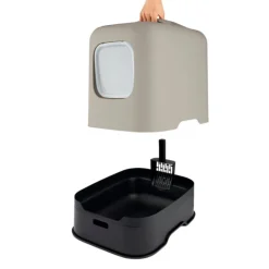 Online ROTHO Maison de toilette pour chat coloris cappucino en plastique recyclé Biala – 44,3 x 39,50 x 51 cm