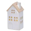 Discount KAEMINGK Maison en porcelaine blanche avec LED fixe blanc chaud pour intérieur - 6,7 x 8,7 x 15,5 cm