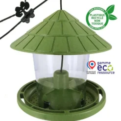NATURE'S MARKET Mangeoire pour oiseaux en plastique 100 % recyclé coloris vert Natures Market Émilie - 21,7 x 20 cm
