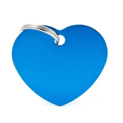Best MYFAMILY Médaille basic grand cœur pour chien en aluminium bleu