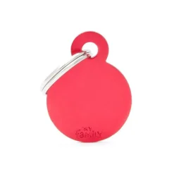 Hot MYFAMILY Médaille basic petit cercle pour chien en aluminium rouge