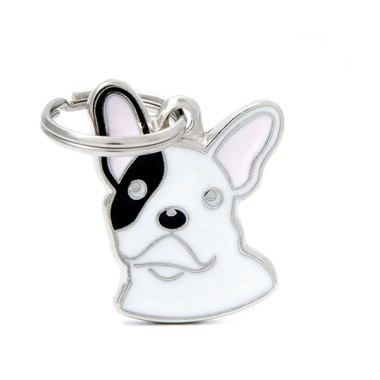 Sale MYFAMILY Médaille colors pour bulldog français blanc en métal