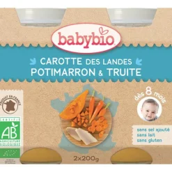Hot BABYBIO Menu du jour légumes bios et truite 2 x 200 g