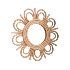 Discount Miroir rond en rotin coloris naturel en forme de fleur – Ø 25 cm