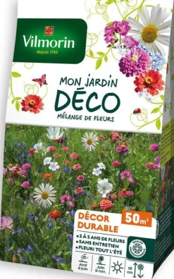 New VILMORIN Mélange de fleurs Décor durable - graines à semer pour 50 m² de surface