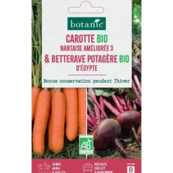 BOTANIC® Mélange de graines carotte nantaise ameliorée bio et de betterave potagère d'Égypte bio - graines à semer