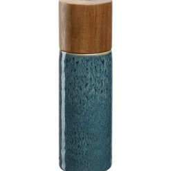 Outlet LEONARDO Moulin à épices en bois et céramique bleue Matera - Ø 5,3 x H 17,3 cm