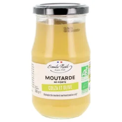 Hot EMILE NOËL Moutarde mi forte colza et olives bio en pot de 350 g