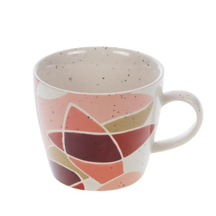 Clearance CADES DESIGN Mug en grès coloré rouge et rose Elena - Ø 8 x H 12,5 cm