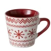 BOLTZE Mug rouge et blanc en grès cérame Snowflaky - Ø 8 x 7,5 cm