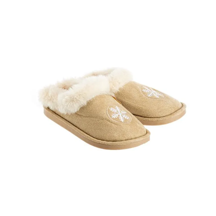 Clearance Mules extra douces coloris beige avec fausse fourrure - Pointure 37