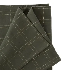 Discount Nappe à carreaux en coton vert sapin et fils dorés - 250 x 150 cm
