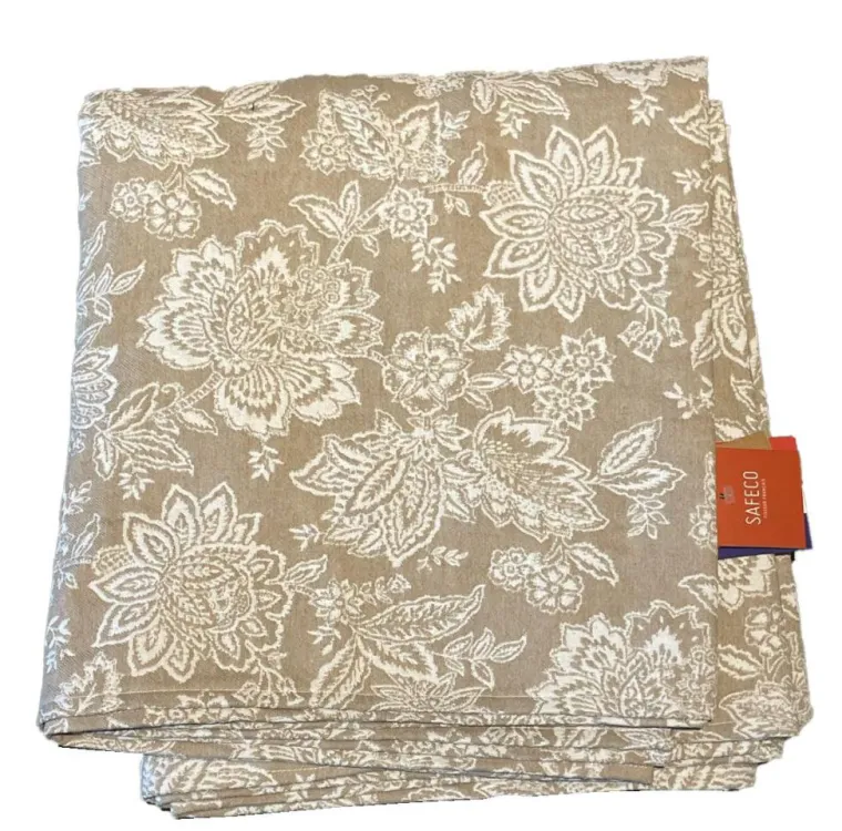 Sale SAFECO Nappe coloris lin naturel à motifs blancs en PE/coton Jacobean - 150 x 250 cm