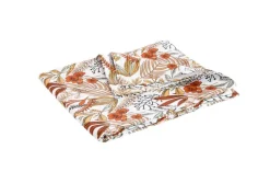 Outlet Nappe décorative rectangulaire décor floral coloris vert en coton - 150 x 250 cm