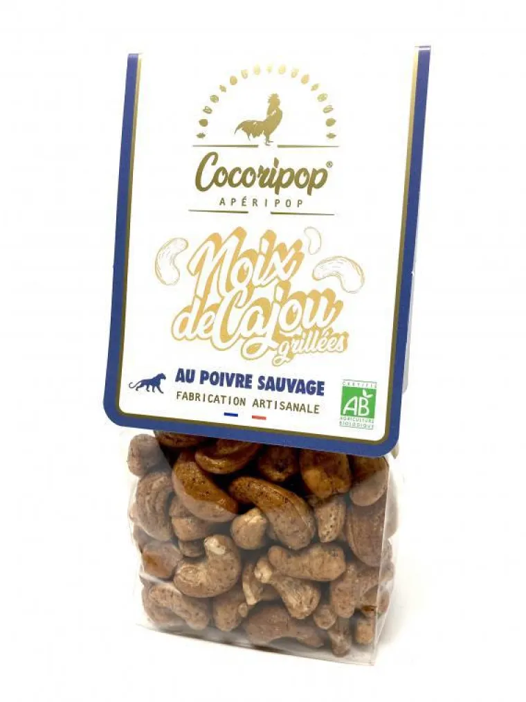 New COCORIPOP Noix de cajou grillées au poivre sauvage bio - 125 g