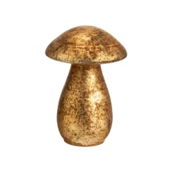 Sale Objet décoratif forme champignon en verre doré effet vintage - Ø 12,5 x H 9 cm