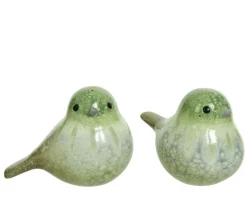 KAEMINGK Oiseau en terre cuite coloris vert - 17,5 x 12 x 14 cm