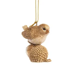 Best Ornement oiseau marron et or 5x3,5x6 cm