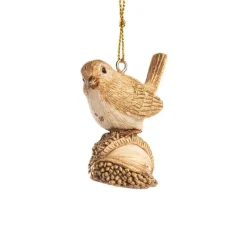 Best Ornement oiseau marron et or 5x3,5x6 cm