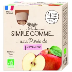 Outlet SIMPLE COMME Pack de 4 gourdes de purée de pomme bio - 4 x 85 g
