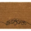 Paillasson 3 fleurs noires coloris noir en fibre de coco - 40 x 72 cm