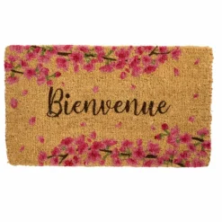 Clearance Paillasson Bienvenue fleurs de cerisier coloris multicolore - 40 x 72 cm