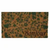 New Paillasson Bonjour fleuri coloris multicolore en fibre de coco - 40 x 72 cm