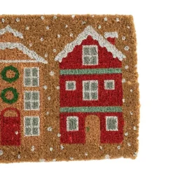 Paillasson en fibre de coco motif maisons sous la neige - 72 x 40 cm