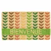 Outlet Paillasson tiges de fleurs Bienvenue coloris multicolore en fibre de coco - 40 x 72 cm