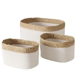 Outlet BOLTZE Panier en coton et osier naturel Loana taille M - 20 x 14 x 13 cm