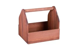 CAV SERVICE Panier Gustave en bois de sapin teinté noyer - 23 x 18 x 8 cm