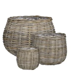 Clearance EDELMAN Panier rond en osier gris Marcia - Ø 26 x H 24 cm