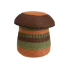 New Panière forme champignon en osier tressé marron, vert, terracotta avec couvercle - Ø 36 x H 37 cm