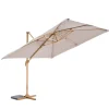 Best Parasol carré déporté à manivelle taupe look bambou - 300 x 300 cm