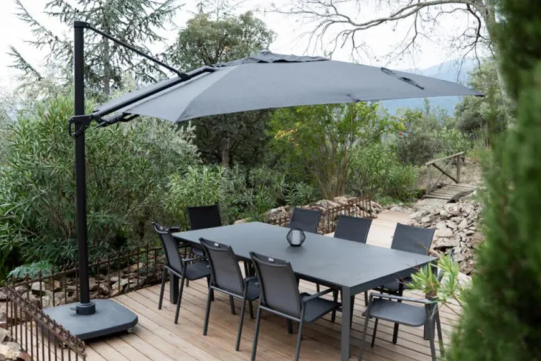 Best Parasol carré déporté Deluxe - Flip Flap - ROYAL GARDEN - 3 x 3m