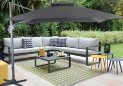 Sale Parasol déporté bio, orientable et inclinable, gris - PROLOISIRS NH - 3x3m