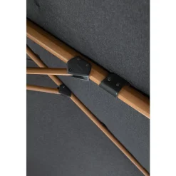 Clearance Parasol déporté Heat transfert effet teck en aluminium et polyester coloris anthracite chiné - 3 x 3 m