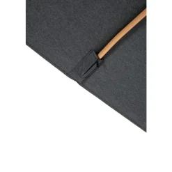 Clearance Parasol déporté Heat transfert effet teck en aluminium et polyester coloris anthracite chiné - 3 x 3 m