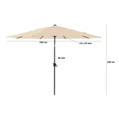 New PROLOISIRS Parasol droit gris taupe en aluminium - ø 350 cm