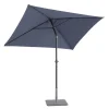 Sale Parasol rectangulaire à manivelle coloris bleu en aluminium et polyester - 210 x 150 cm