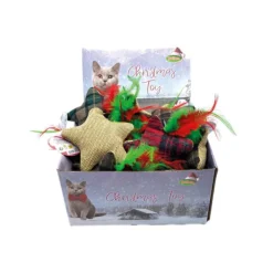 BUBIMEX Peluche de Noël pour chat motif tartan coloris multicolore en forme d'étoile - 11 cm